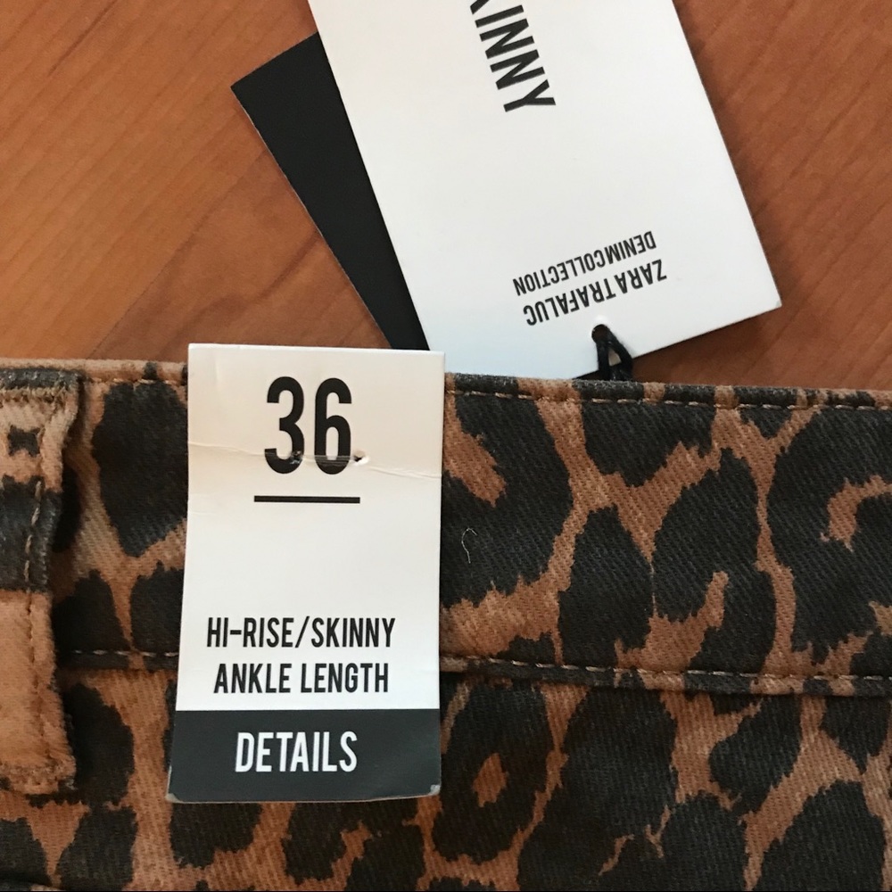 NWT. ZARA Leopard Print Jeans. - Picture 6 of 8